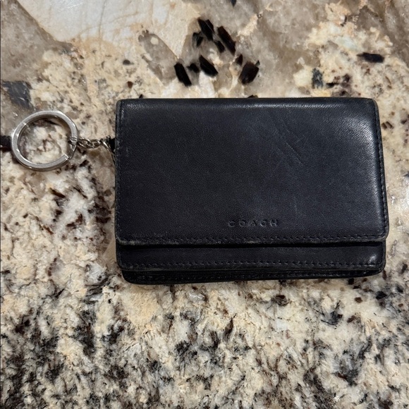 COACH Black Leather Keychain Wallet - Picture 1 of 4
